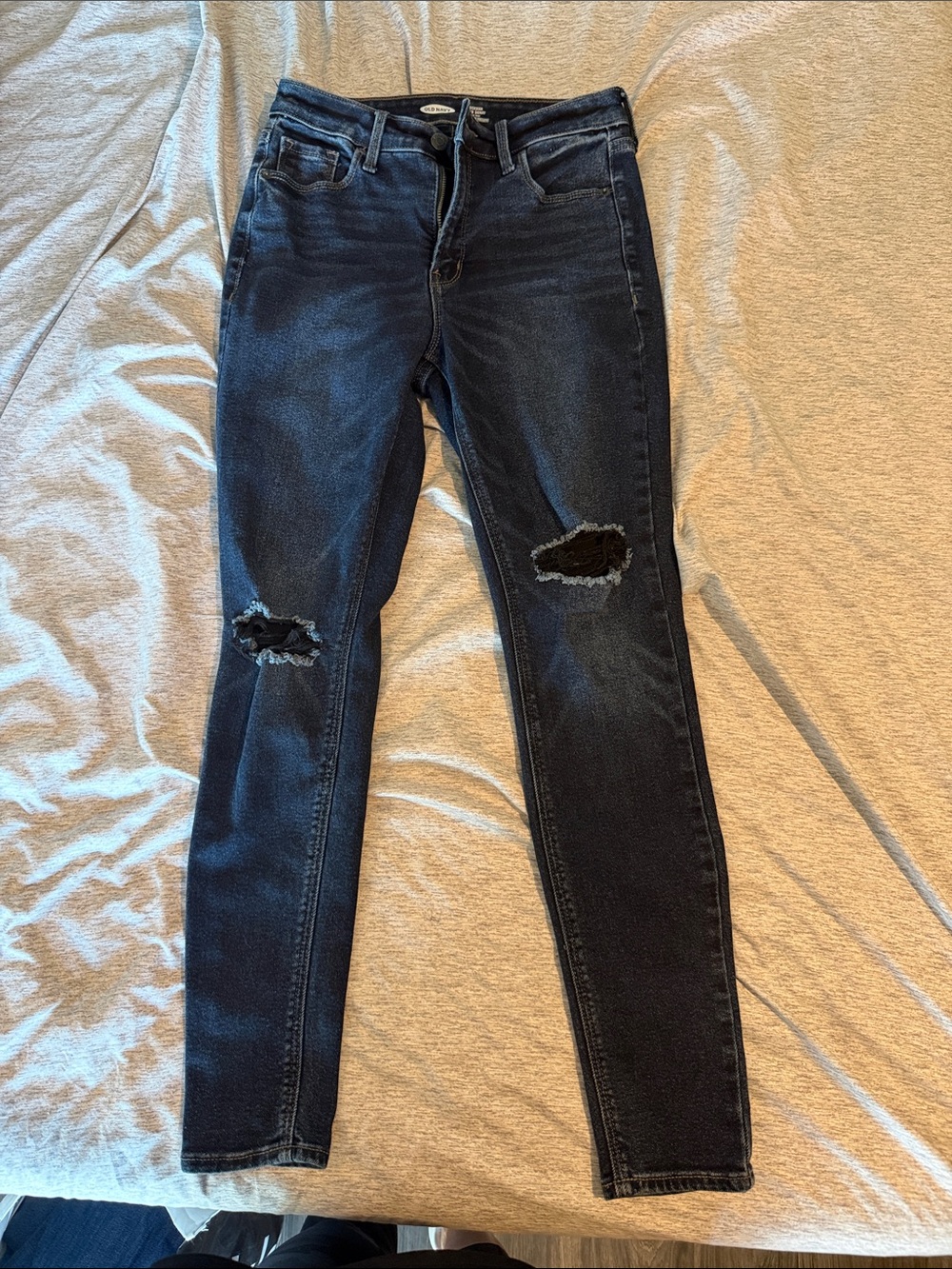 Old Navy Dark Blue Distressed Skinny Jeans